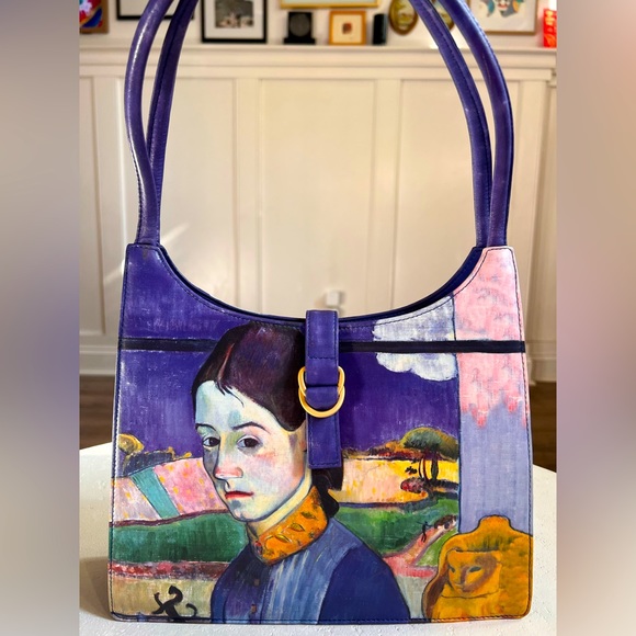 🌟FINAL🌟 Handpainted Vintage Jeon Los Angeles  Leather Bag. RARE! - Picture 1 of 16